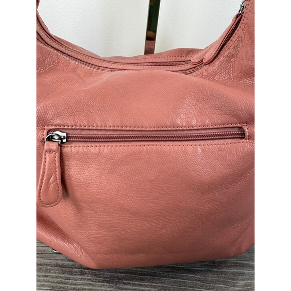 Pink and Silver Slouchy Shoulder Bag with Tassels - Picture 15 of 16